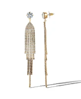 Jessica Simpson Crystal Rhinestone Fringe Dangle Long Statement Earrings