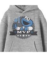 Sesame Street Boys Bioworld Team 1969 Cookie Monster Mvp Youth Heather Gray Hoodie-xl