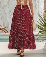 Women's Boho Florals Ruffled Hem Maxi Skirt