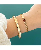 The Lovery Garnet Bezel Curb Bracelet 14K Gold