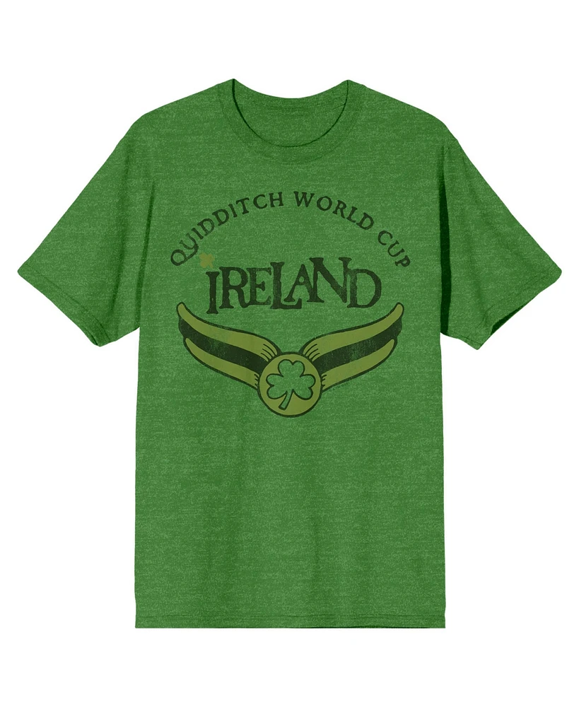 Harry Potter Men's Quidditch World Cup Ireland Green Short Sleeve Crew Neck Tee-xxl