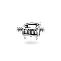 Bling Jewelry Grand Piano Charm Bead for Musicians in Oxidized Sterling Silver Fits Bracelets