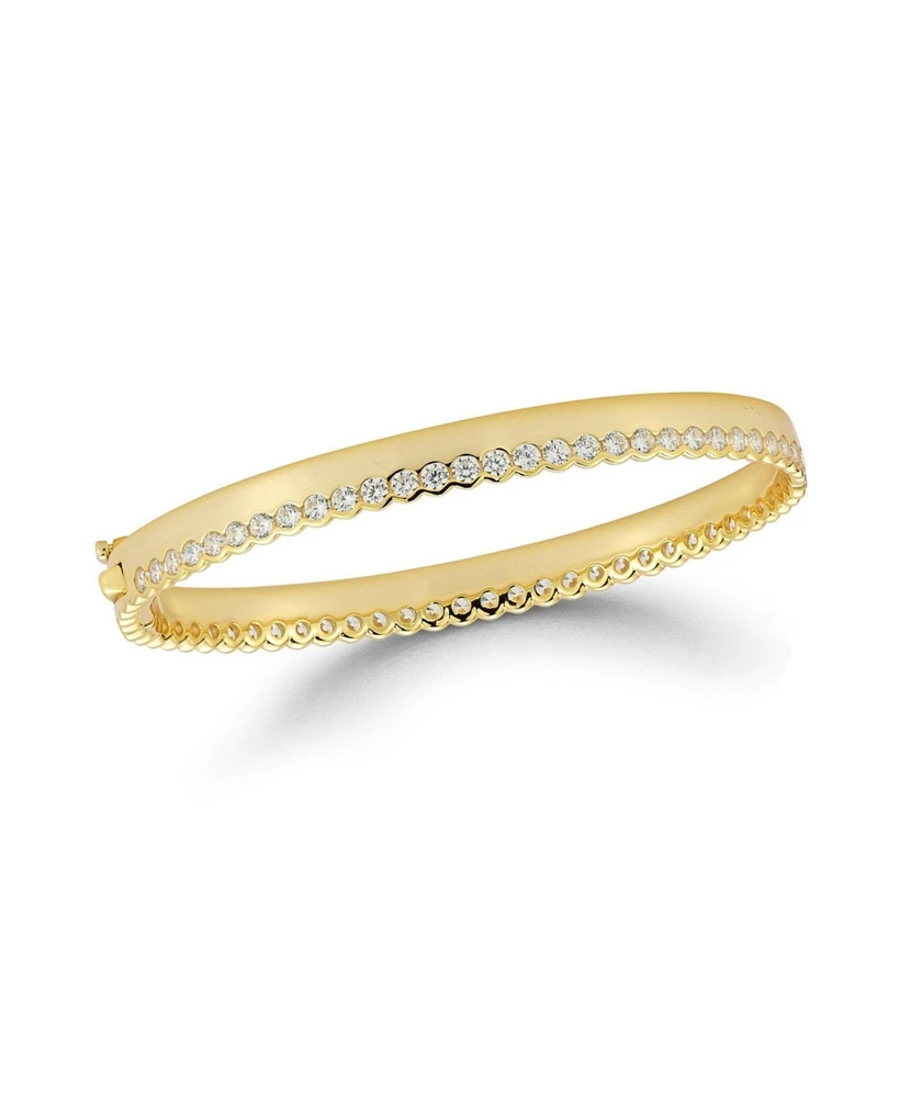 Rachel Zoe 14K Gold Plated Sterling Silver Cz Bangle Bracelet