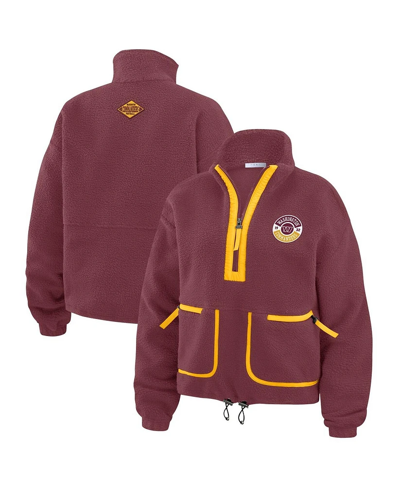 Wear by Erin Andrews Women's Burgundy Washington Commanders Polar Fleece Half-Zip Jacket