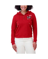 Wear by Erin Andrews Women's Red Detroit Wings Waffle-Knit Pullover Hoodie