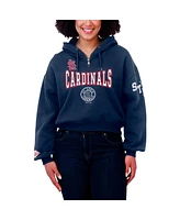 Wear by Erin Andrews Women's Navy St. Louis Cardinals Patch Quarter-Zip Hoodie