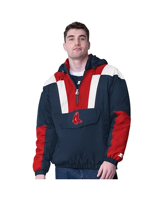 Starter Men's Navy Boston Red Sox Cooperstown Collection Charger Half-Zip Jacket