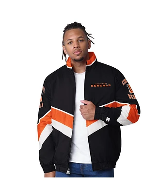 Starter Men's Black Cincinnati Bengals Captain Satin Varsity Jacket