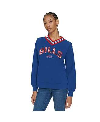 Tommy Hilfiger Women's Royal Buffalo Bills Alice V-Neck Pullover Sweatshirt