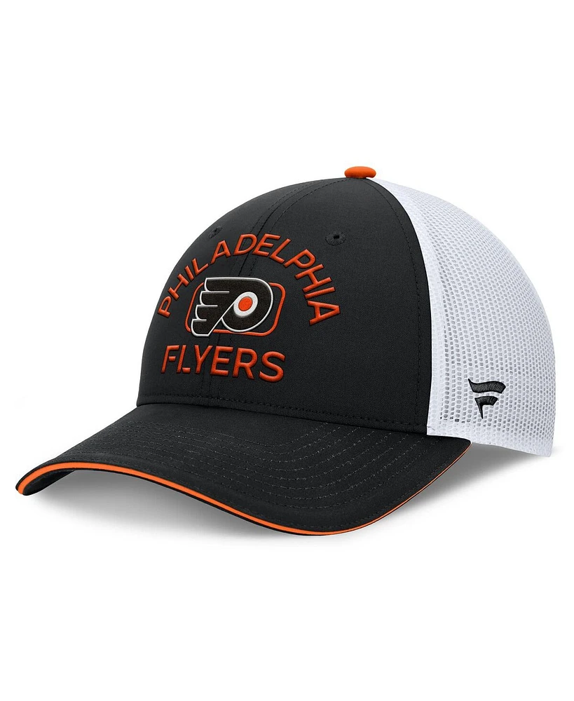 Fanatics Men's Black/White Philadelphia Flyers Authentic Pro Rink Trucker Hat