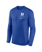 Nike Men's Royal Duke Blue Devils Primary Stack Legend Long Sleeve T-Shirt