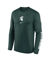 Nike Men's Green Michigan State Spartans Primetime Center Lockup Two-Hit Legend Long Sleeve T-Shirt