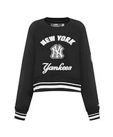 Pro Standard Women's Black New York Yankees Cultivated Pearl Cropped Pullover Sweatshirt