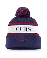 Nike Men's Royal Chicago Cubs Team Stripe Peak Cuffed Knit Hat with Pom