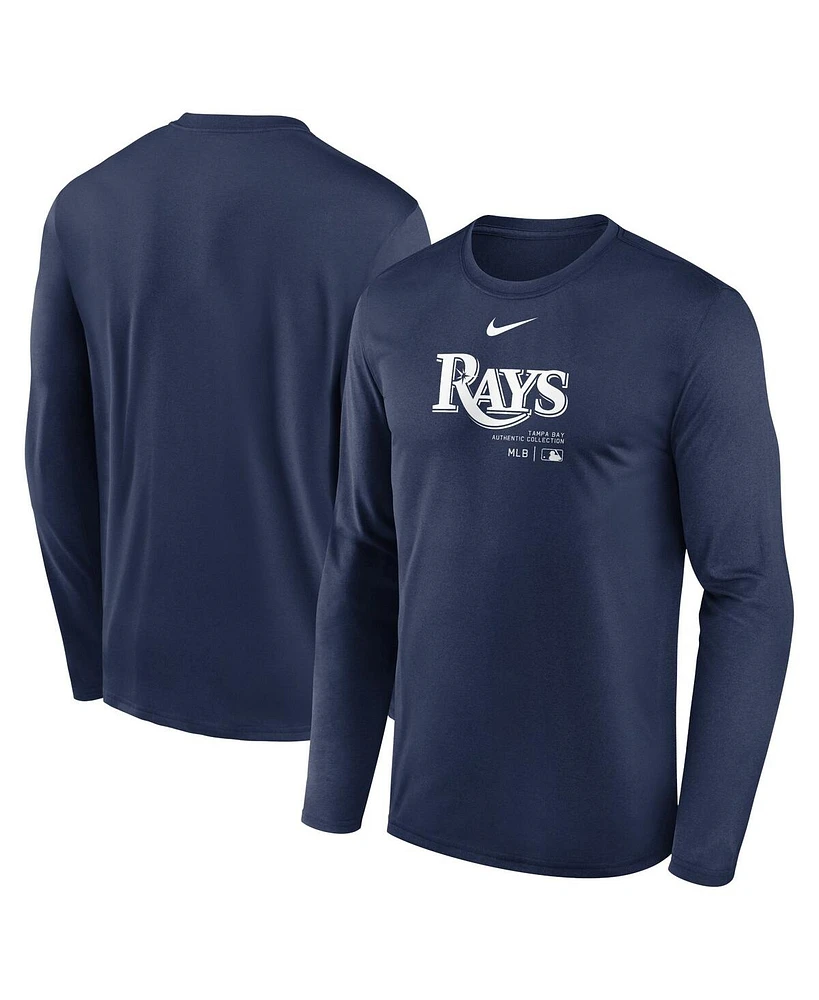 Nike Men's Navy Tampa Bay Rays Authentic Collection Practice Performance Long Sleeve T-Shirt