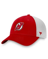 Fanatics Men's Red/White New Jersey Devils Slouch Core Primary Logo Trucker Adjustable Hat