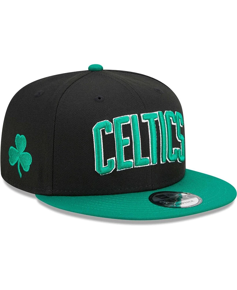 New Era Men's Black/Green Boston Celtics Jersey Hook Statement Edition 9FIFTY Snapback Hat