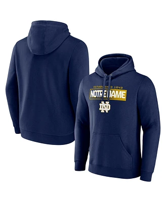 Fanatics Men's Navy Notre Dame Fighting Irish Iconic Fleece Down the Field Pullover Hoodie