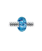 Bling Jewelry Murano Glass Charm Bead Green Red Blue Aqua Wave Swirl Spacer Bracelet