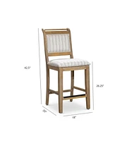 24" Counter Height Farmhouse Stool, Leather Seat, Rustic Upholstered Kitchen Stool (1PK)-The Pop Home