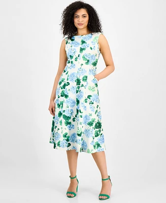 Donna Rico Women's Floral Sleeveless A-Line Dress