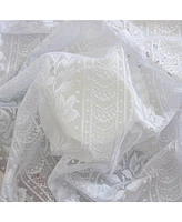 Hlc.me Sophia Floral Rod Pocket Lace Short Cafe Swags for Small Windows - 28 x 36 Inch Length (White Swags, Set of 2)