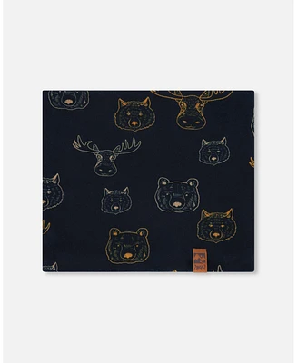 Deux par Boy Printed Neck Tube Beige Animals On Black Background - Toddler|Child