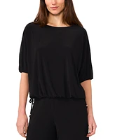 Sam & Jess Women's Round-Neck Puff-Sleeve Side-Tie Top