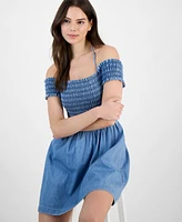 Tommy Jeans Women's Cotton Smocked-Bodice Fit & Flare Dress