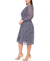 Msk Plus Printed Pintucked Midi Dress