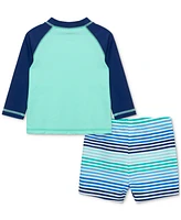 Little Me Baby Boys 2-Pc. Anchor Rash Guard & Swim Trunks Set