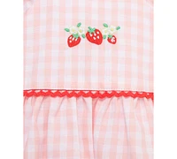 Little Me Baby Girls 3-Pc. Strawberry Check Top, Leggings & Headband Set