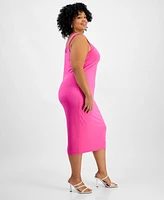 Bar Iii Trendy Plus Sleeveless Bodycon Midi Dress, Created for Macy's