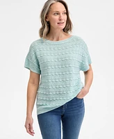 Style & Co Women's Metallic Pointelle Dolman-Sleeve Sweater, Exclusively at Macy's