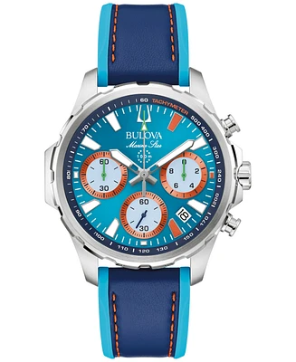 Bulova Men's Marine Star E1 Chronograph Blue Leather and Silicone Strap Watch 43mm