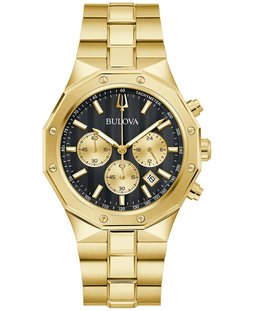 Bulova Men's Prestige Chronograph Gold-Tone Stainless Steel Bracelet Watch 40mm