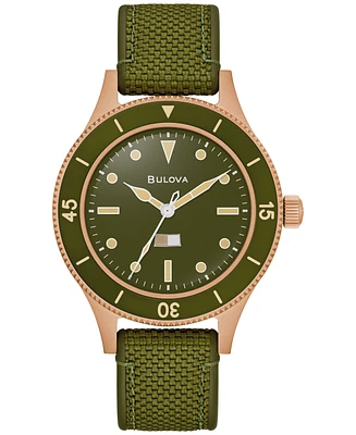 Bulova 150th Anniversary Men's Automatic Mil-ships Green Nylon Strap Watch 41mm