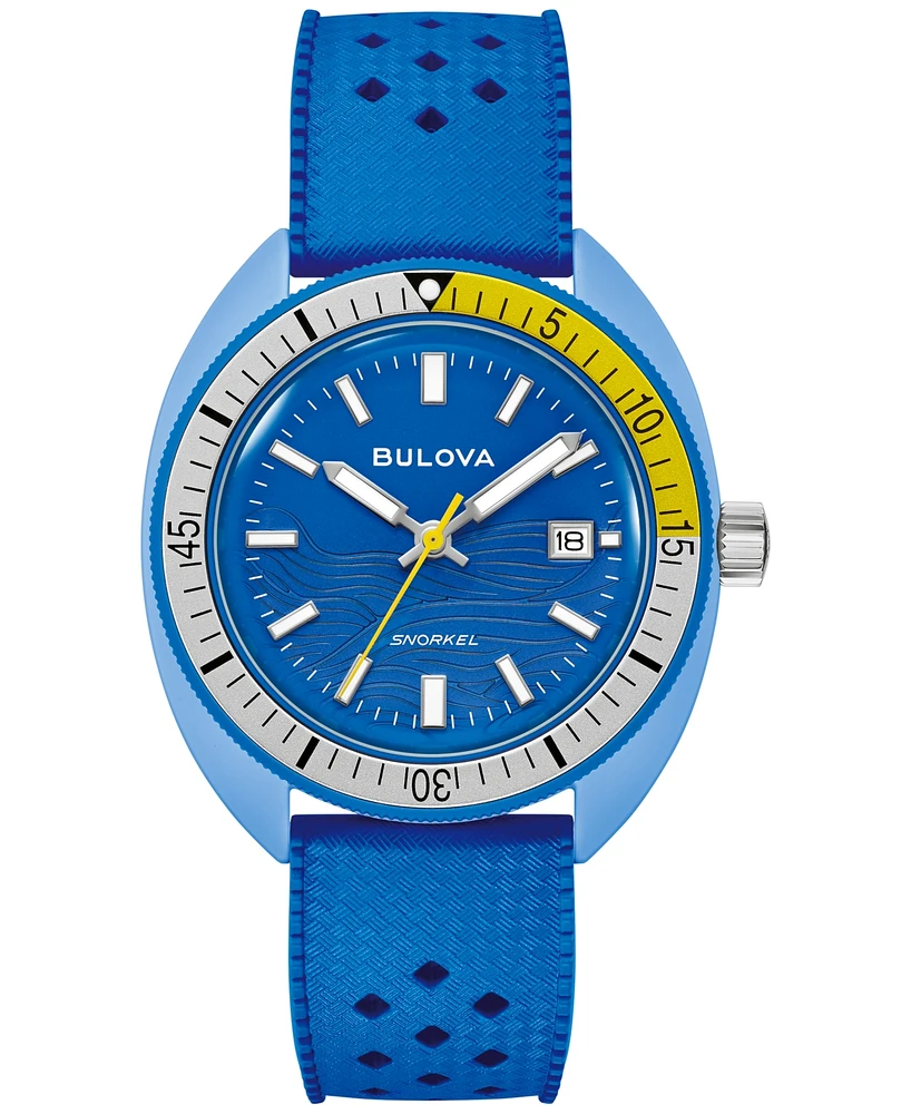 Bulova Men's Snorkel Blue Hnbr Rubber Strap Watch 41mm