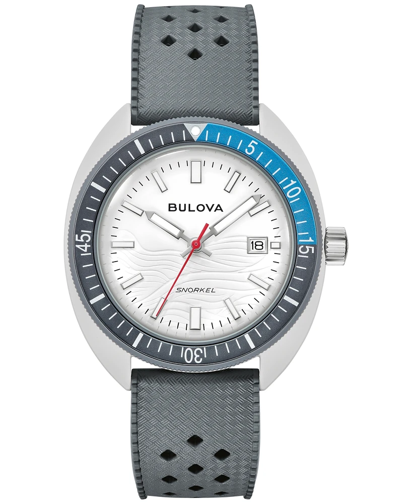 Bulova Men's Snorkel Gray Hnbr Rubber Strap Watch 41mm