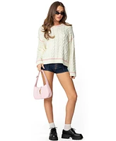 Edikted Womens Eleni Cable Knit Sweater