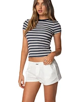 Edikted Womens Arlyn Striped T Shirt