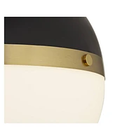 McGraw 10" Mid Century Modern Semi Flush-Mount Ceiling Light Fixture Kitchen Foyer Hallway Round Globe Antique Brass and Black Finish White Glass