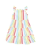 Hudson Baby Toddler, Child Girl Cotton Dresses, Rainbow Stripe