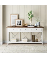 Tribesigns 70.8" Console Table with 3 Drawers, Farmhouse Entryway Table with Storage Shelf, Narrow Long Sofa Foyer Table for Entryway, Hallway
