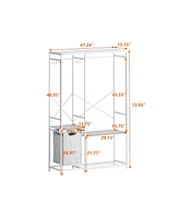 Portable Freestanding Wardrobe Clothes Rack with Premium Oxford Cloth Storage Bag