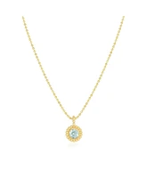 The Lovery Aquamarine Beaded Bezel Necklace 14K Gold