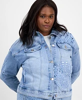 And Now This Trendy Plus Cutwork Button-Front Denim Jacket, Exclusively at Macy's