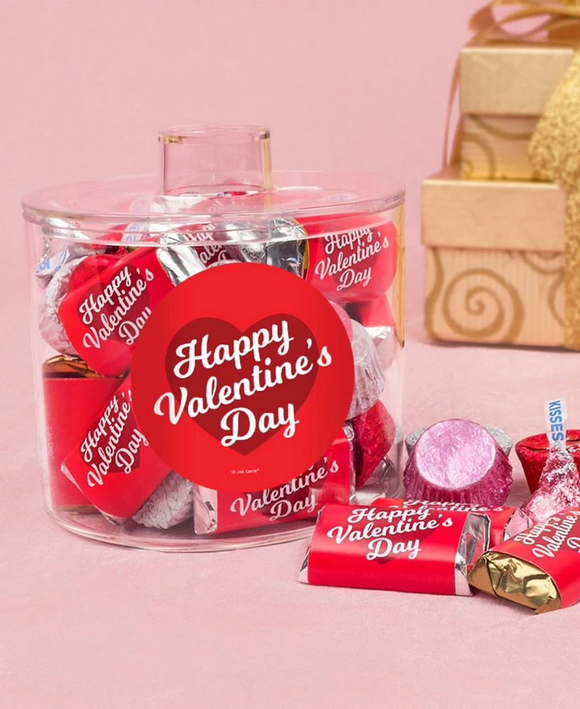 Just Candy Valentines Day Script Heart Container with Hershey's Mix, 50 Pieces