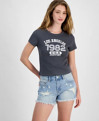 Rebellious One Juniors' Los Angeles 1982 Graphic Rib T-Shirt