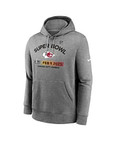 Nike Men's Heather Charcoal Kansas City Chiefs Super Bowl Lix Bound Team Logo Pullover Hoodie